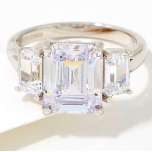 *NEW* Diamonique x Kathy Levine Elegant Emerald Cut 3-Stone Ring